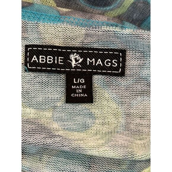 ABBIE MAGS Women’s Twin Set Cardigan & Tank Geometric Green Blue Gray Large - Picture 10 of 12